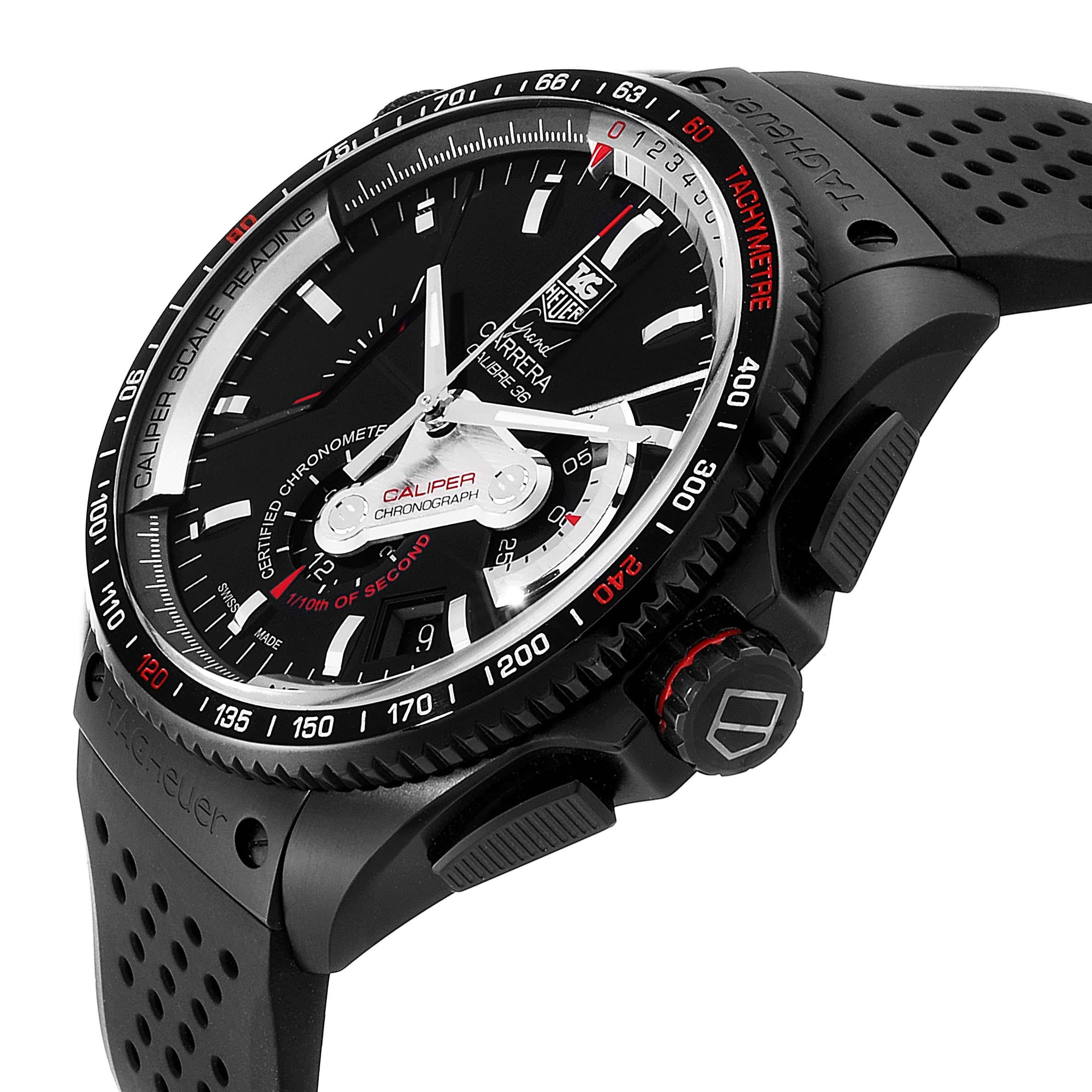 TAG Heuer Grand Carrera 36 RS Caliper PVD Titanium Watch CAV5185.FC6237 For Sale 1