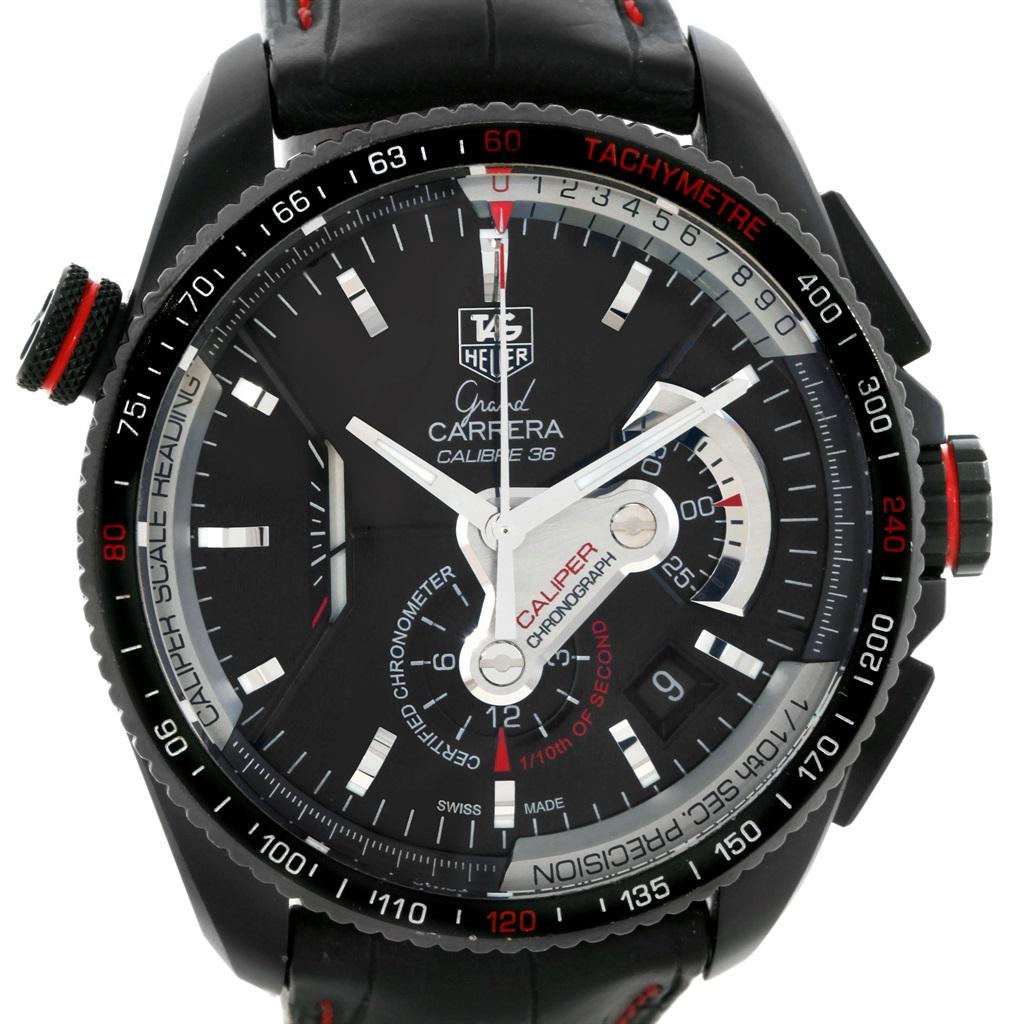 TAG Heuer Grand Carrera 36 RS Caliper PVD Titanium Watch CAV5185.FC6237 For Sale 2