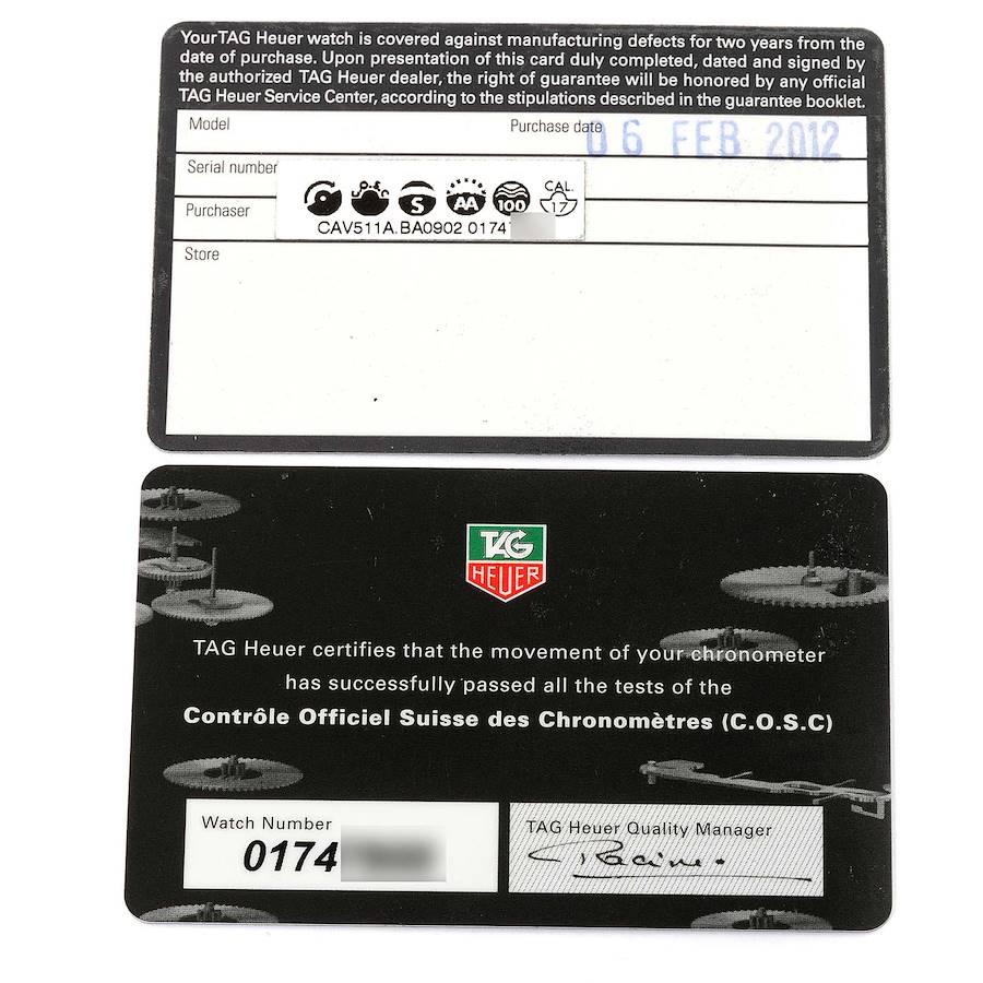 TAG Heuer Grand Carrera Black Dial Automatic Mens Watch CAV511A Box Card 2