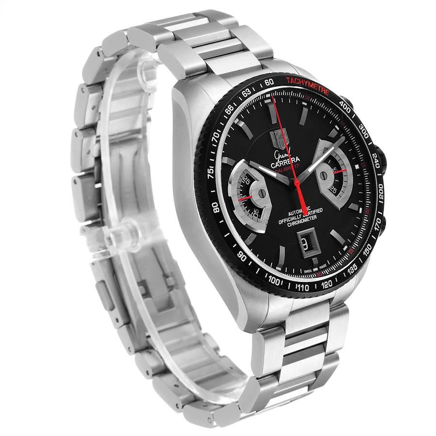 TAG Heuer Grand Carrera Schwarzes Zifferblatt Automatik Herrenuhr CAV511C Box Card im Zustand „Hervorragend“ im Angebot in Atlanta, GA
