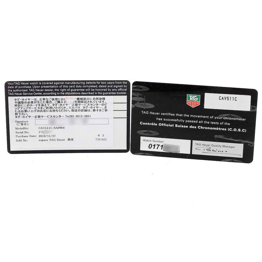 TAG Heuer Grand Carrera Schwarzes Zifferblatt Automatik Herrenuhr CAV511C Box Card im Angebot 6