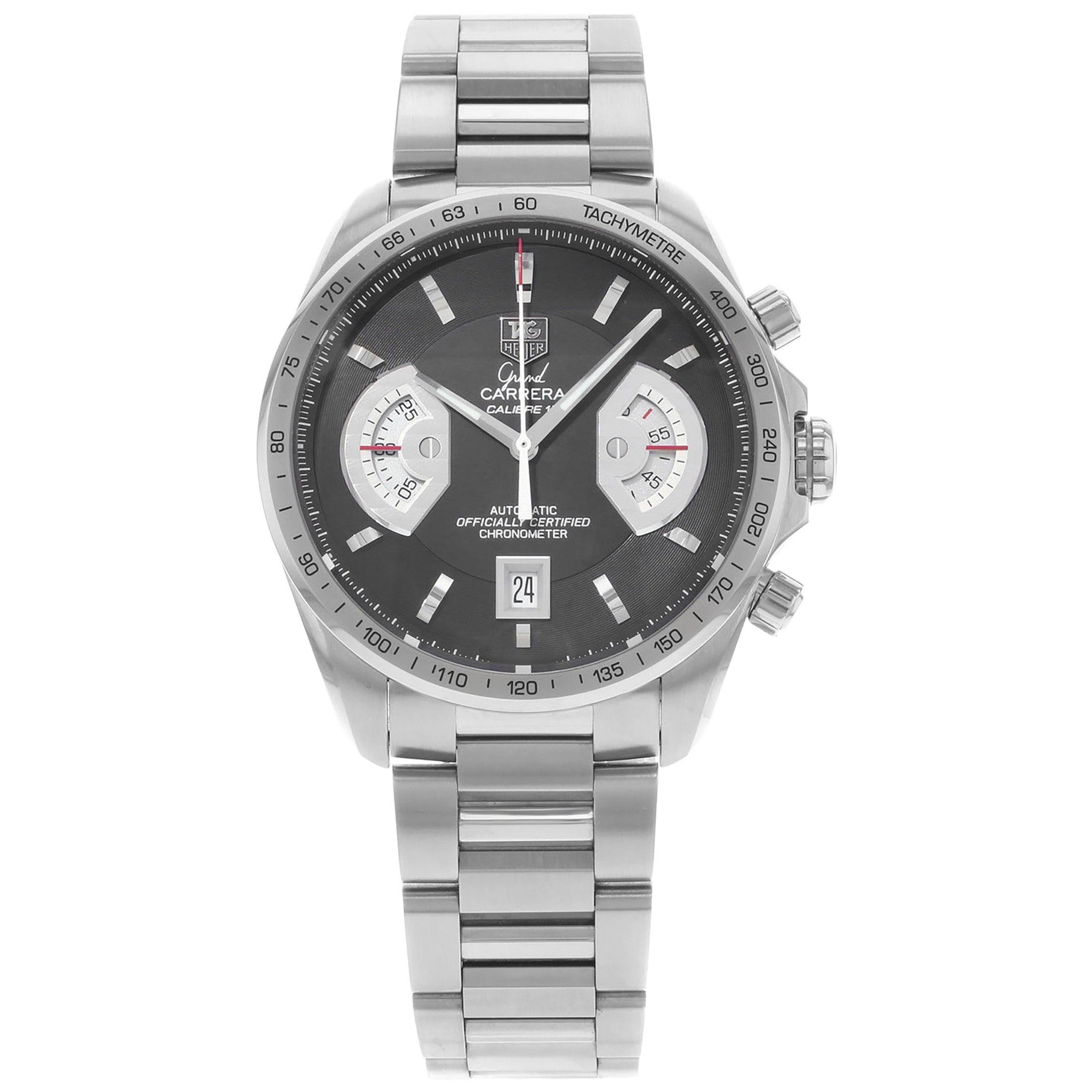 TAG Heuer Grand Carrera Chronograph Black Dial Steel Men's Watch CAV511A.BA0902