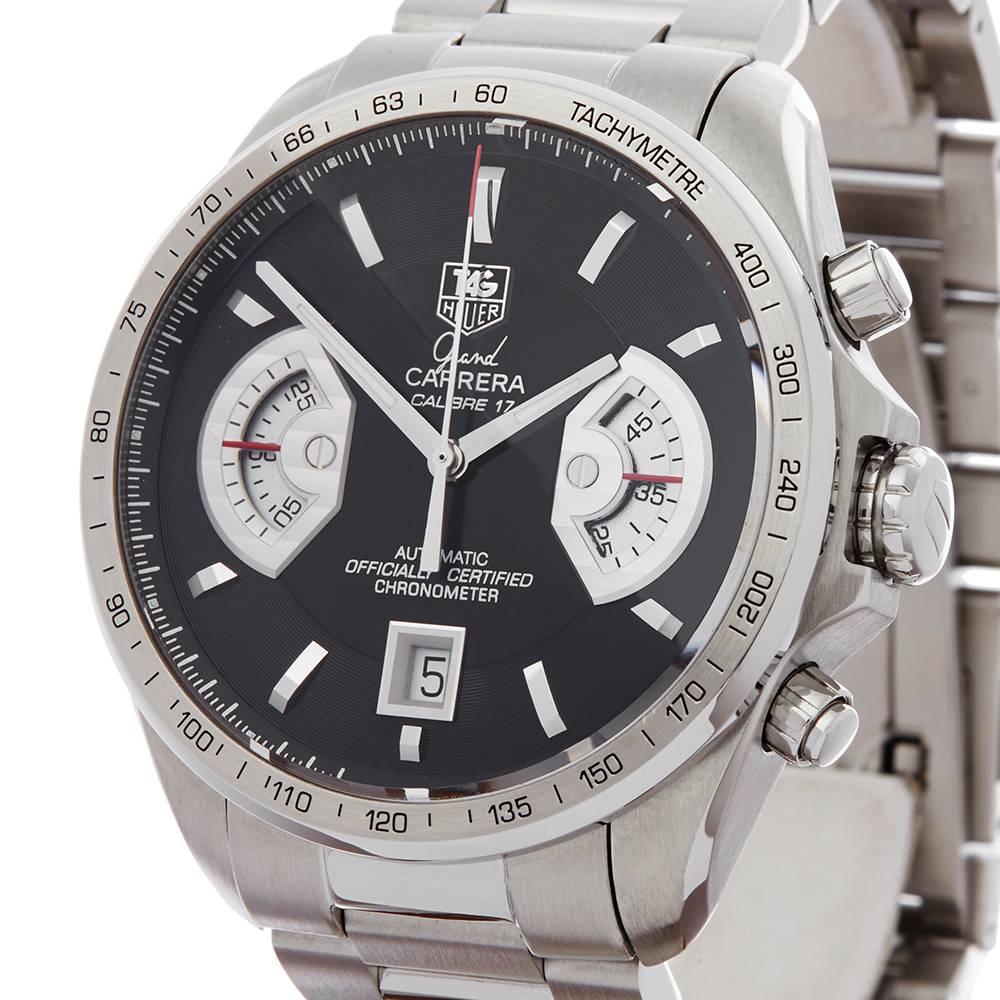 Tag Heuer Grand Carrera Chronograph Stainless Steel Men's CAV511A In Excellent Condition In Bishop's Stortford, Hertfordshire