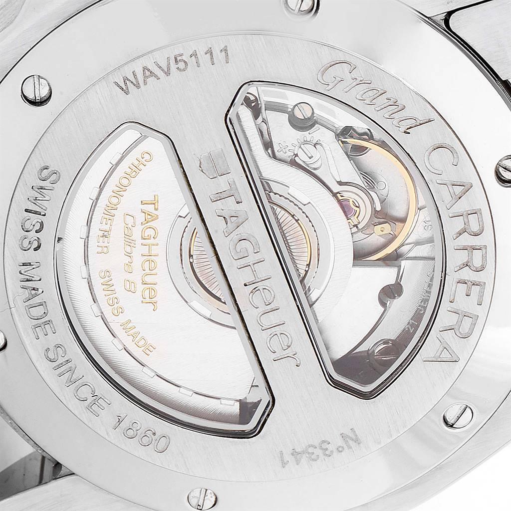 TAG Heuer Grand Carrera GMT Chronograph Men's Watch WAV5111 Box Card In Excellent Condition In Atlanta, GA