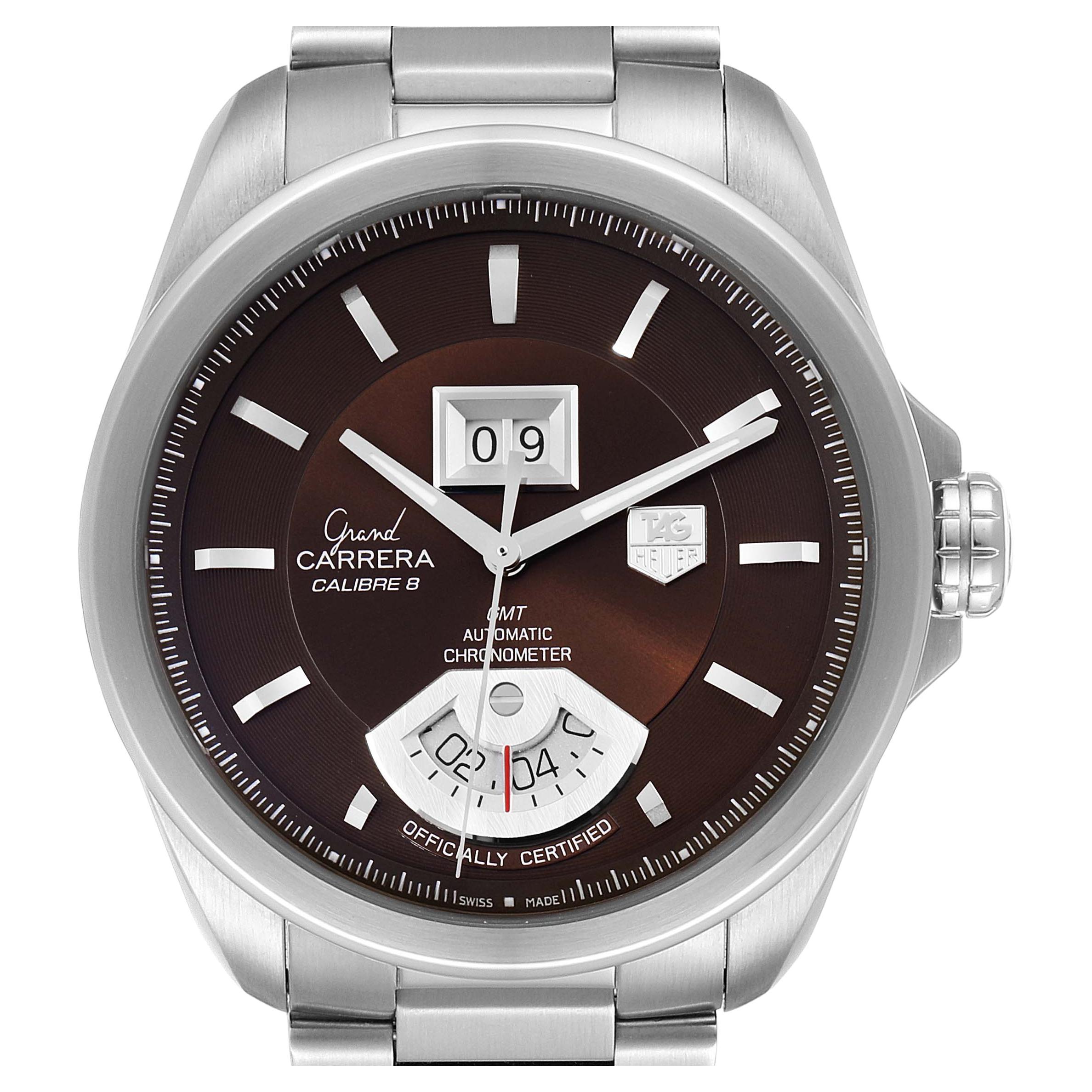 TAG Heuer Grand Carrera Grand Date GMT Brown Dial Mens Watch WAV5113 For Sale