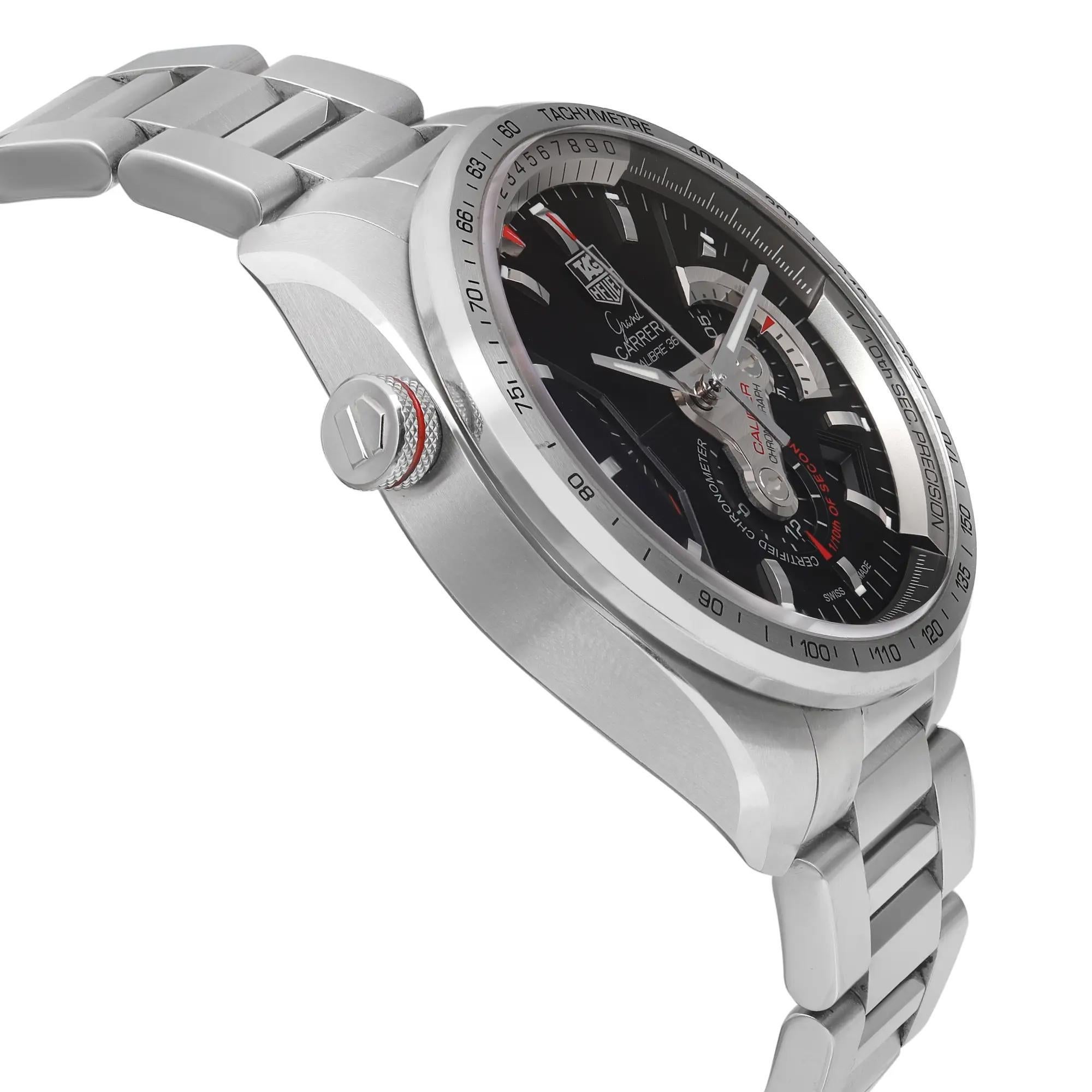 Tag Heuer Grand Carrera Stahl Schwarzes Zifferblatt Automatik-Herrenuhr CAV5115.BA0902 1