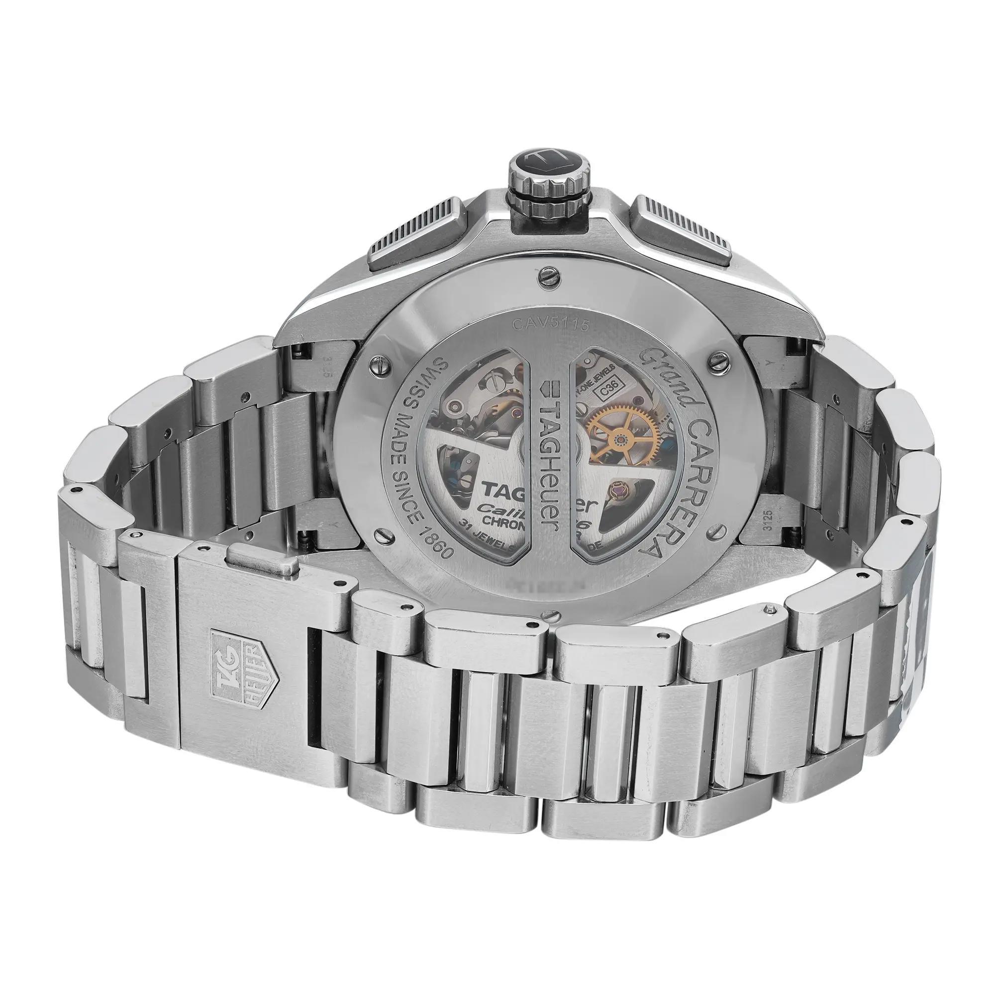 Tag Heuer Grand Carrera Stahl Schwarzes Zifferblatt Automatik-Herrenuhr CAV5115.BA0902 2