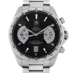 TAG Heuer Montre Grand Carrera automatique à cadran noir en acier pour hommes CAV511A.BA0902