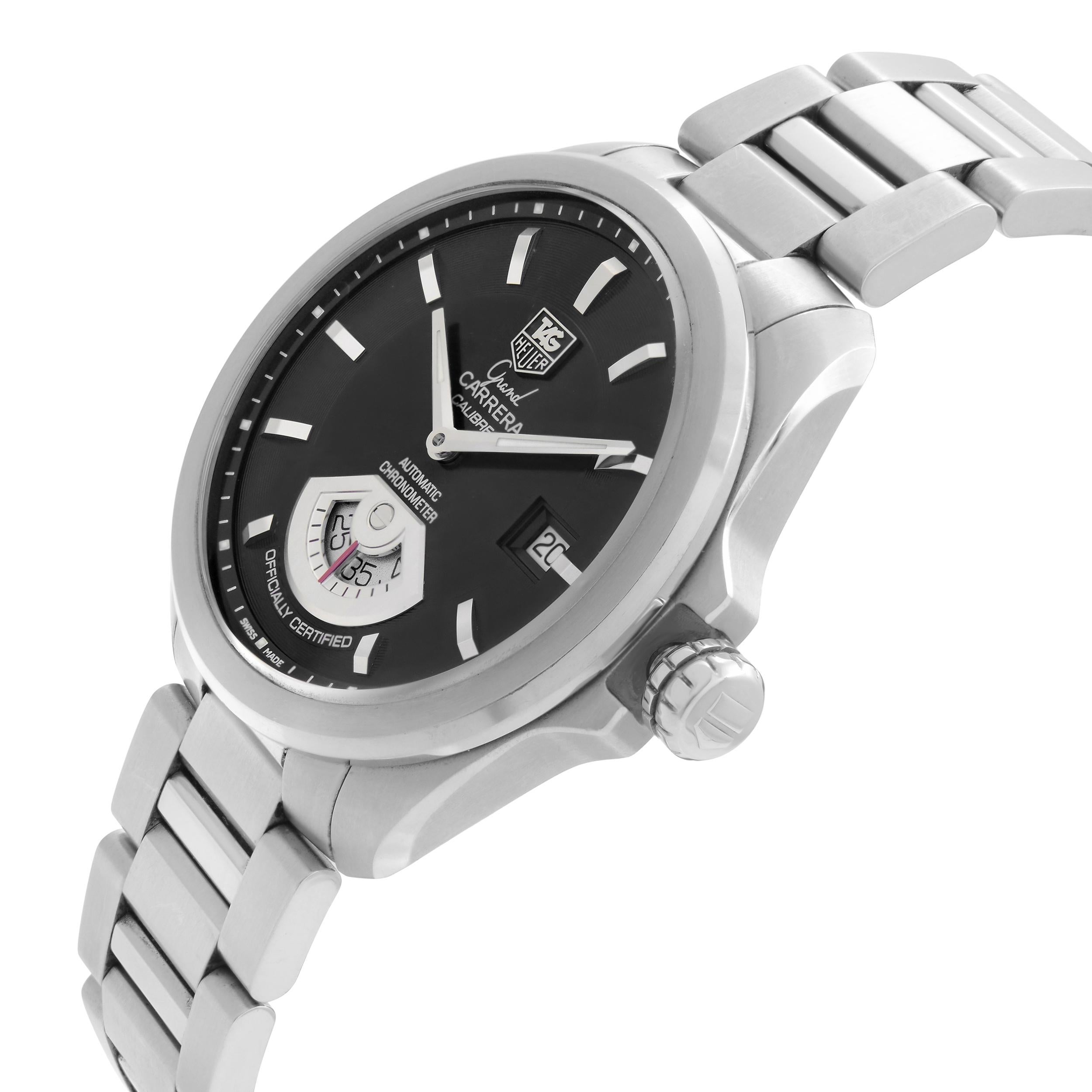 TAG Heuer Grand Carrera: schwarze Automatikuhr mit schwarzem Zifferblatt aus Stahl WAV511A.BA0900 im Zustand „Hervorragend“ im Angebot in New York, NY