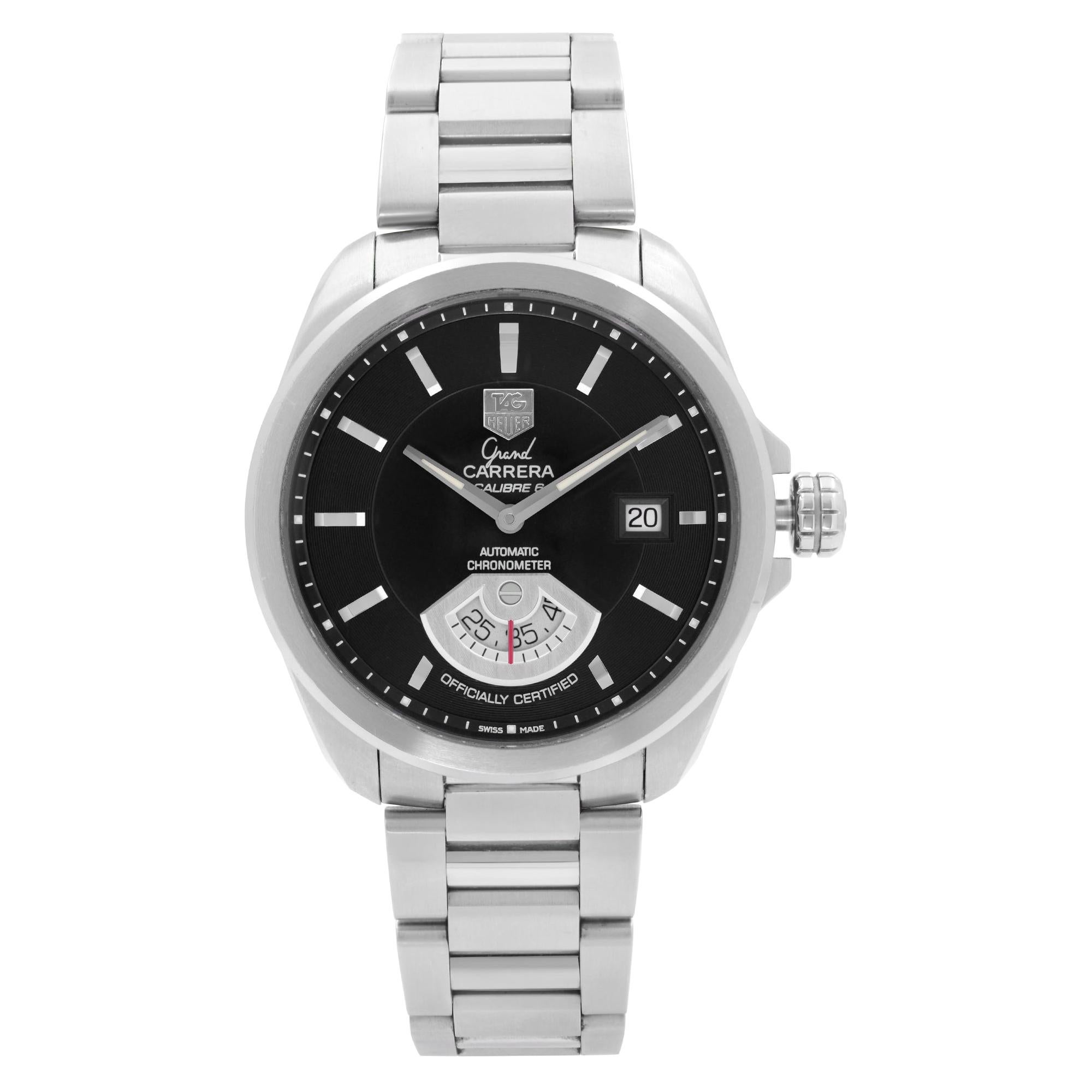 TAG Heuer Grand Carrera Steel Black Dial Automatic Men's Watch WAV511A.BA0900 For Sale