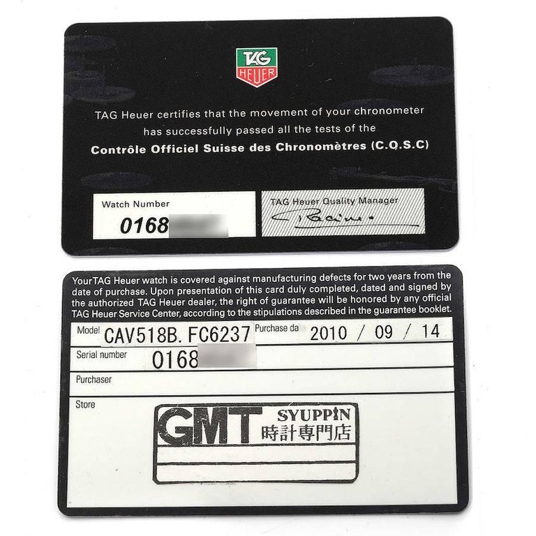Tag Heuer Grand Carrera Titanium Black PVD Mens Watch CAV518B Box Card