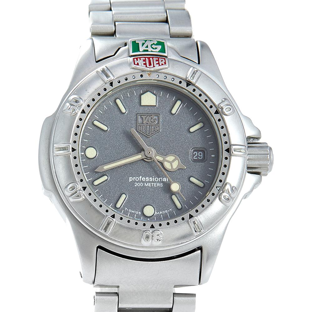 Contemporary Tag Heuer Grey Stainless Steel Professional Women's Wristwatch 28 mm