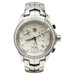 Montre Heuer pour femme à maillons en diamant CJF1314.BA0580 avec cadran en acier et papier boîte