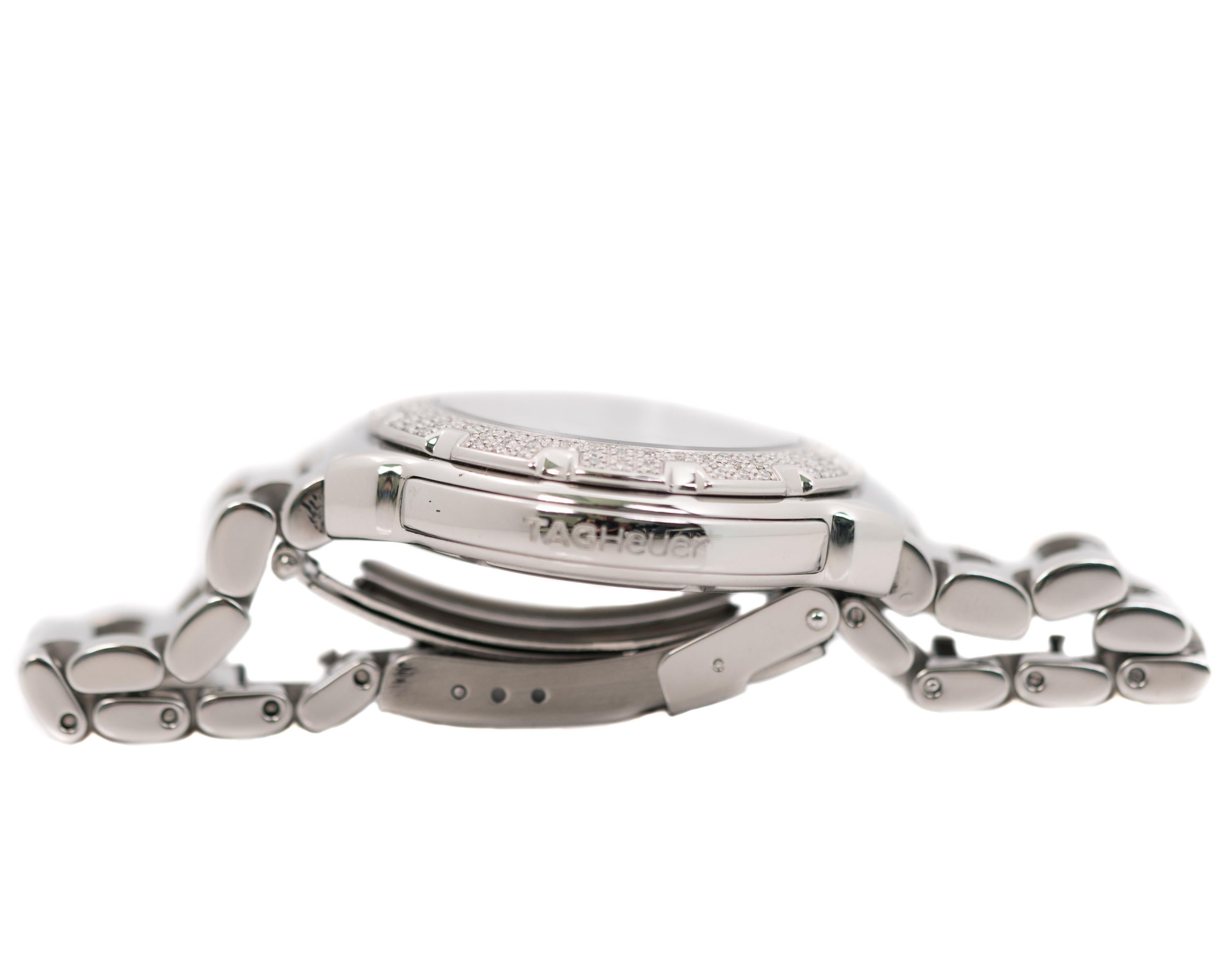 Round Cut TAG Heuer Ladies Stainless Steel Diamond Formula 1 Quartz Wrist Watch