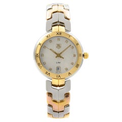 TAG Heuer Montre pour femme à maillons en acier inoxydable et argent 18 carats avec cadran WAT1352.BB0962