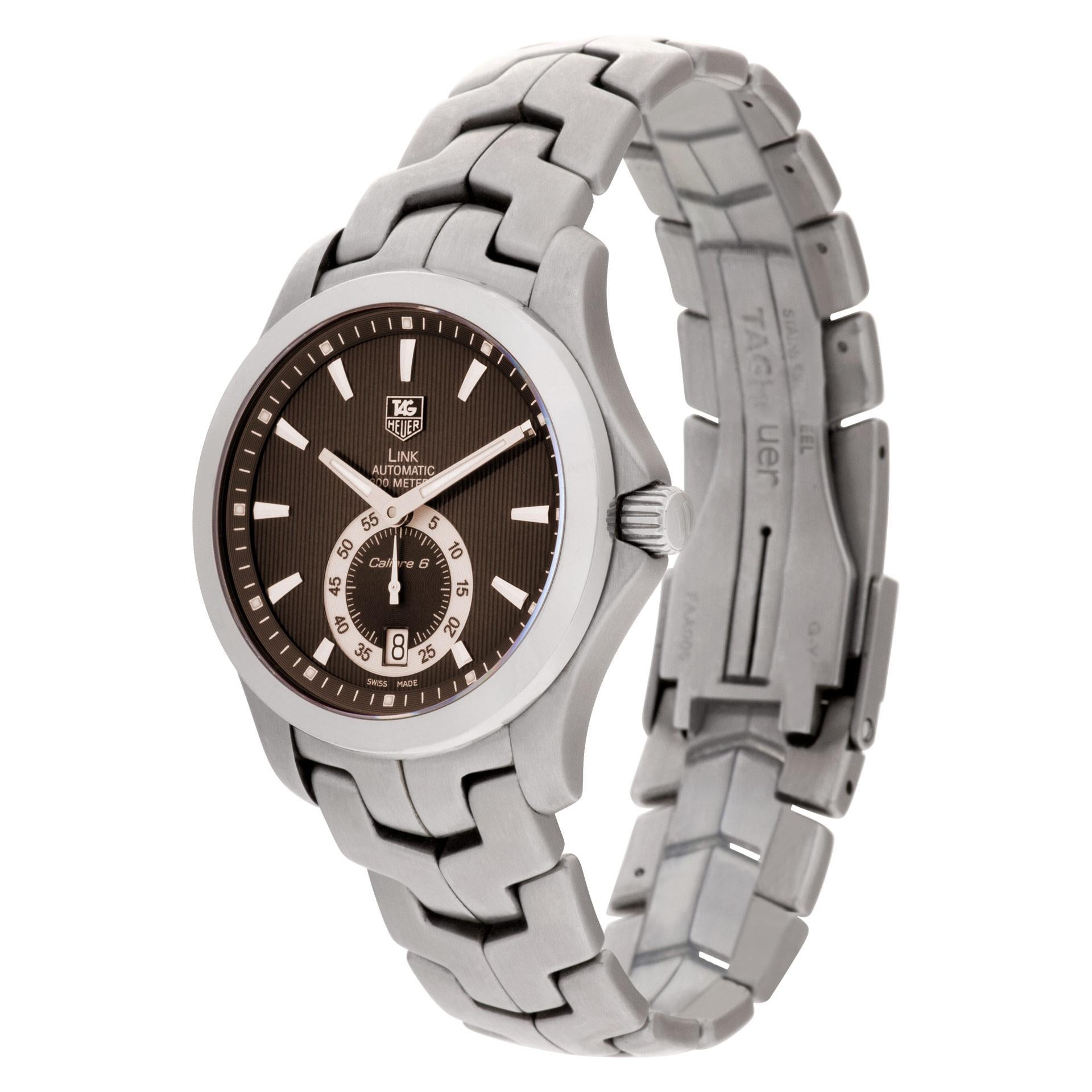 Tag Heuer Link in stainless steel with stick chocolate dial. Auto w/ subseconds and date. 38 mm case size. Ref WJF211C.BA0570. Circa 2010s. Fine Pre-owned Tag Heuer Watch. Certified preowned Classic Tag Heuer Link WJF211C.BA0570 watch is made out of