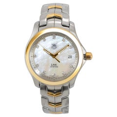 Tag Heuer Link 39MM WJF1153 Mop Diamond Dial Two Tone Gold Steel Quartz Watch