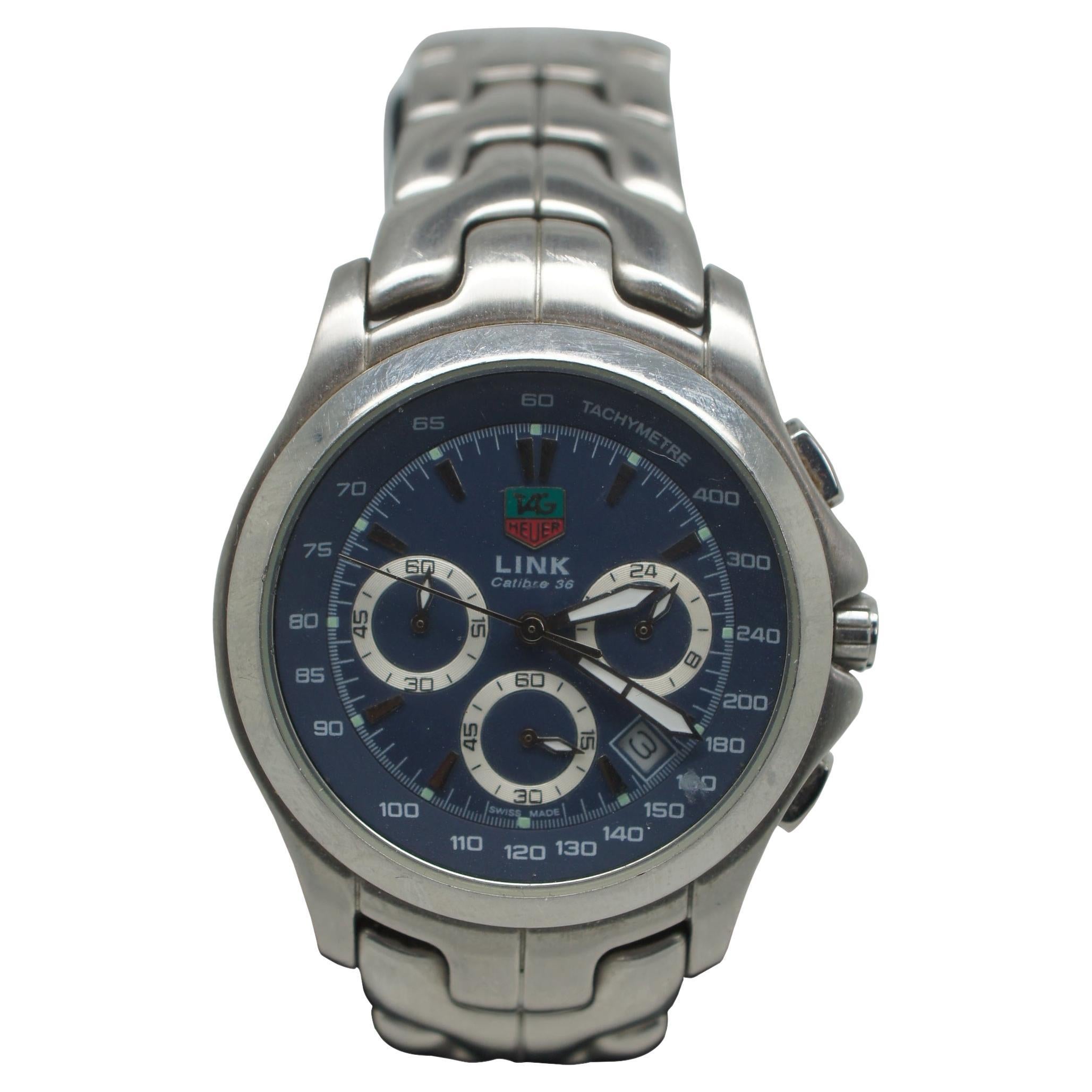 TAG Heuer Link Calibre 36 Chronograph Men's Quartz Wristwatch Yoshi Kawaguchi For Sale