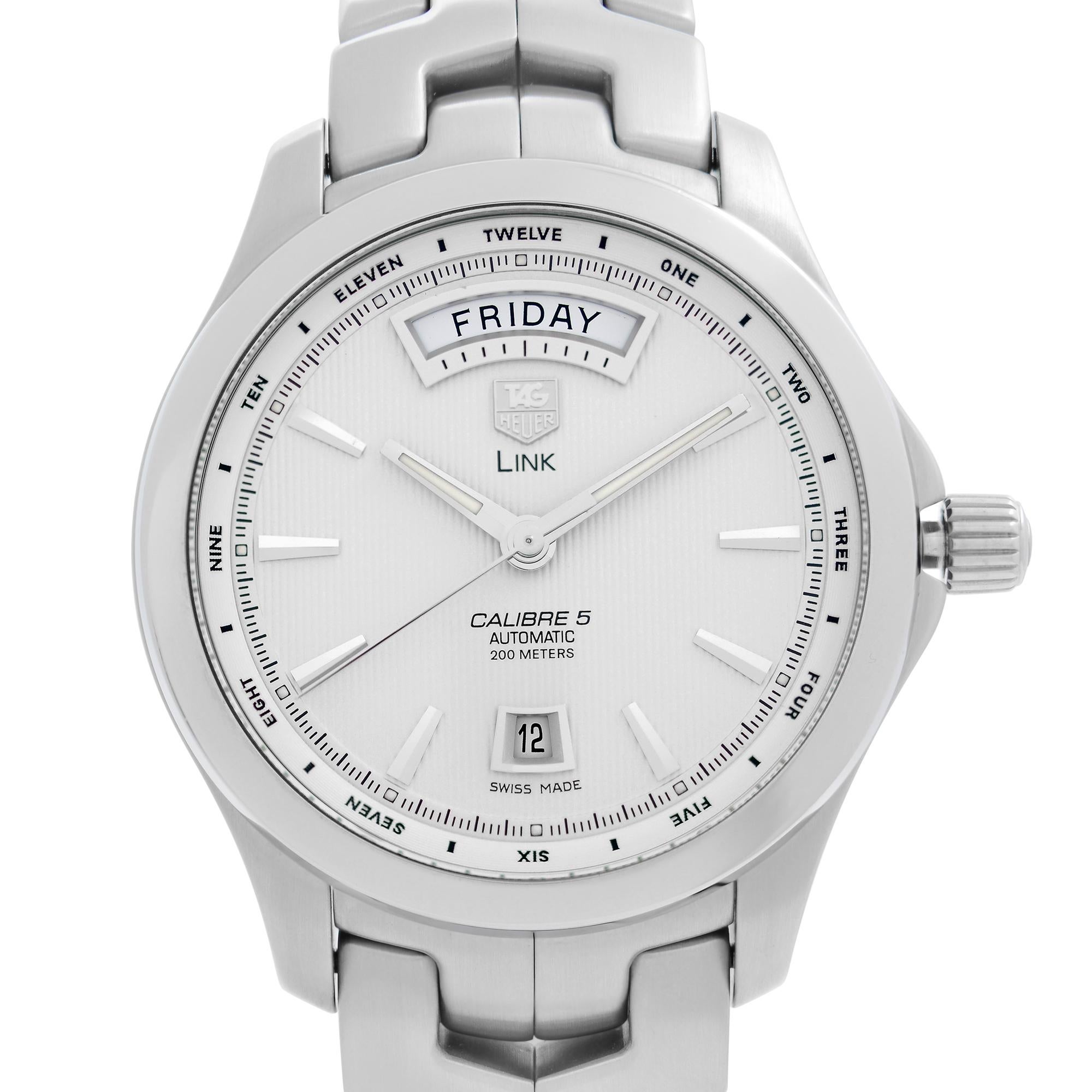 Pre-owned Tag Heuer Link Day Date Stainless Steel White Dial Automatic Men's Watch. . Original Box is included. No Original Papers. Comes with the Chronostore Authenticity Card. Covered by 1-year Chronostore Warranty. 
Details:
MSRP 2800
Brand TAG
