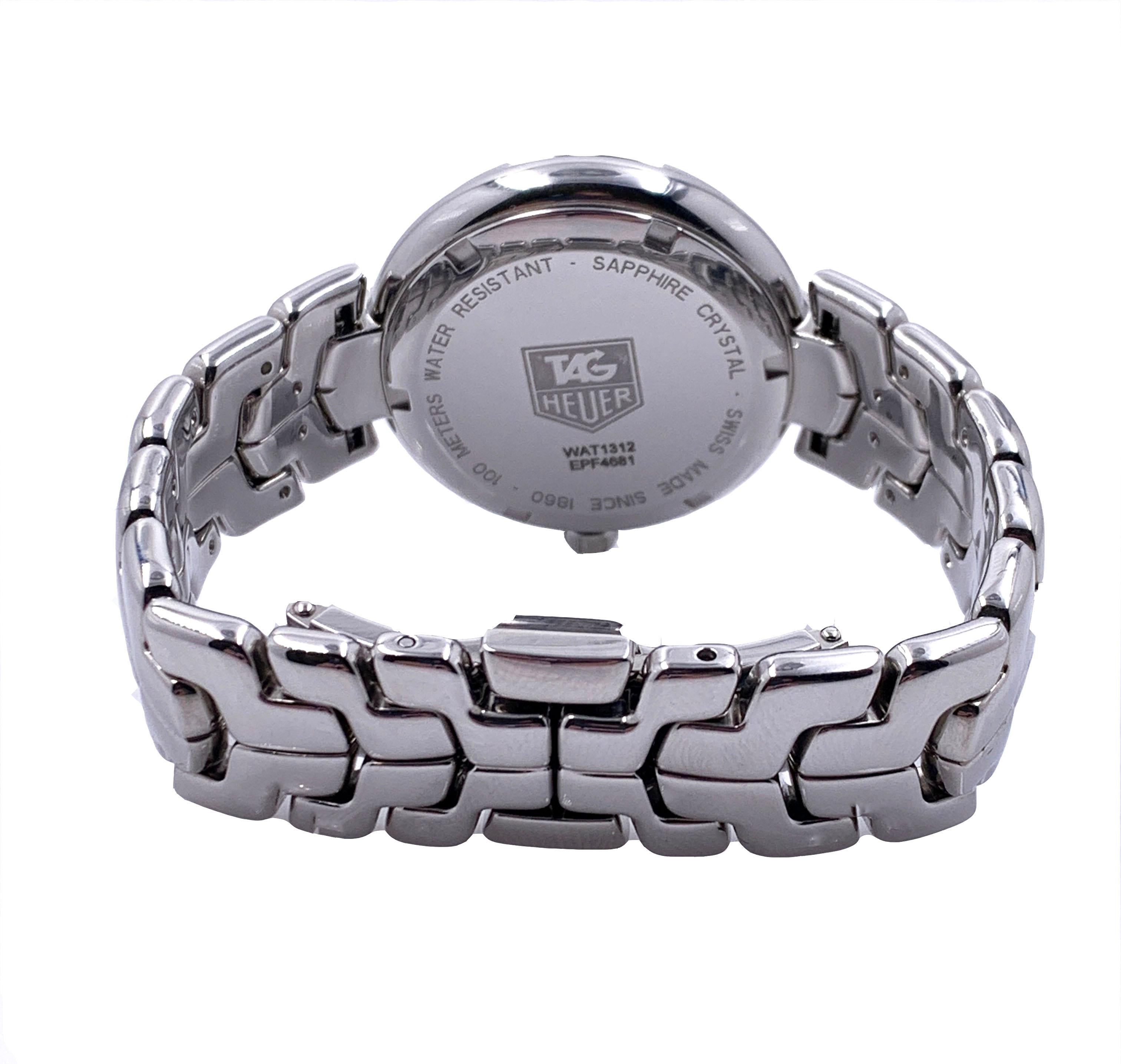 Round Cut TAG Heuer Link Guilloche WAT1312.BA0956 Diamond Dial Bezel Stainless Box Papers For Sale