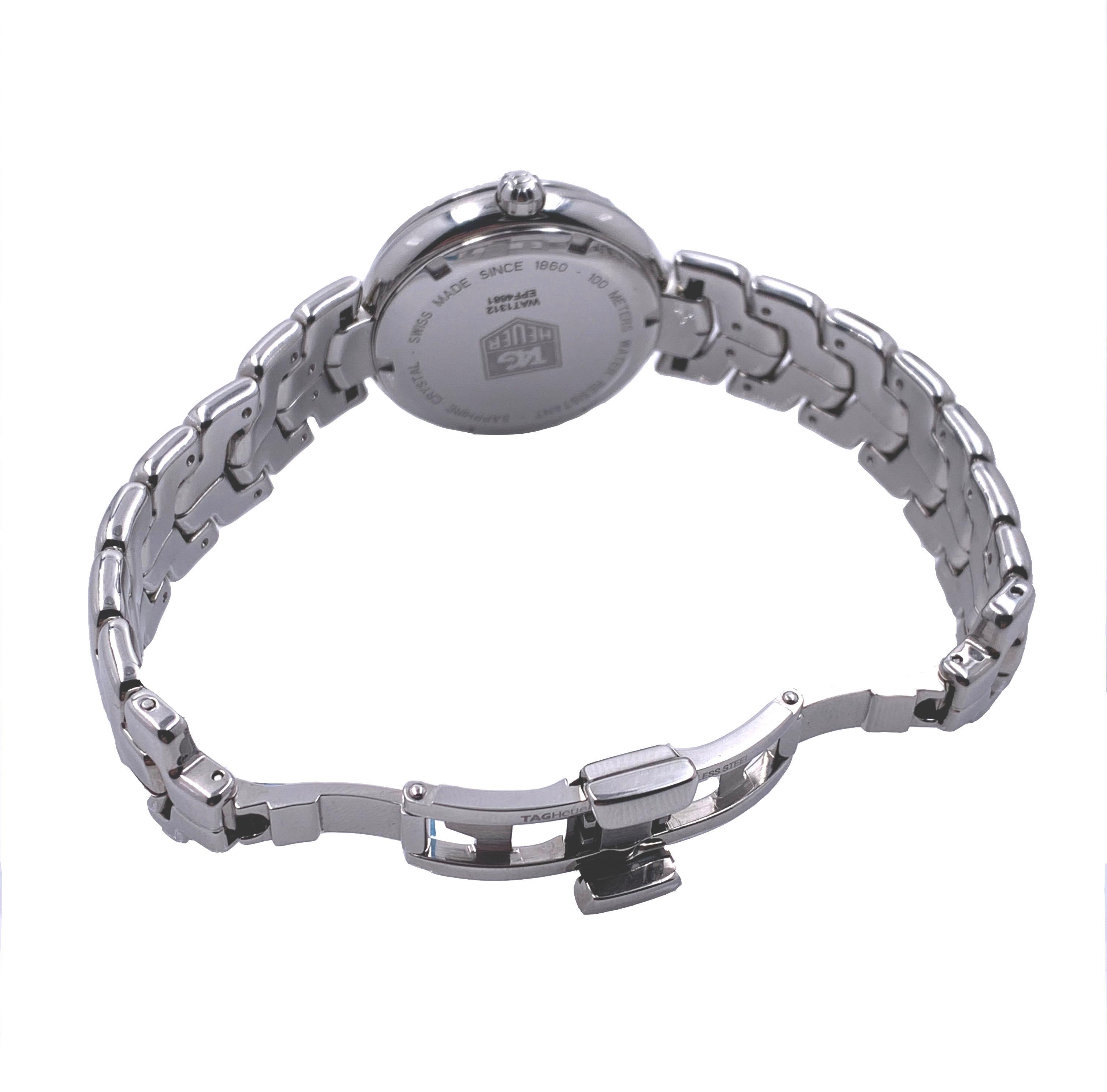 TAG Heuer Link Guilloche WAT1312.BA0956 Montre avec cadran en diamant et lunette en acier inoxydable Boîte et papiers d'origine en vente 2