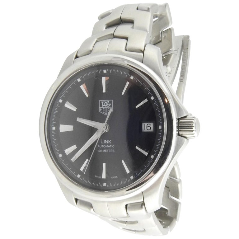 TAG Heuer Link Men's Watch WJF2210 Black Dial Silver Markers Box / Paper