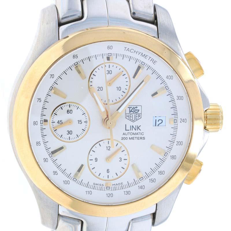 Brand: Tag Heuer
Model: Link
Model Number: CJF2150
Movement: Automatic
Warranty: One Year
Year: 2007
Movement Maker: Swiss
Dial Color: Silver

Metal Content: Stainless Steel & 18k Yellow Gold

Fastening Type: Fold-Over Clasp
Features: Dashes marking