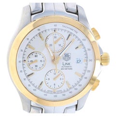 Used Tag Heuer Link Men's Wristwatch CJF2150 Stainless Yellow Gold 18k Auto 1 Yr Wnty