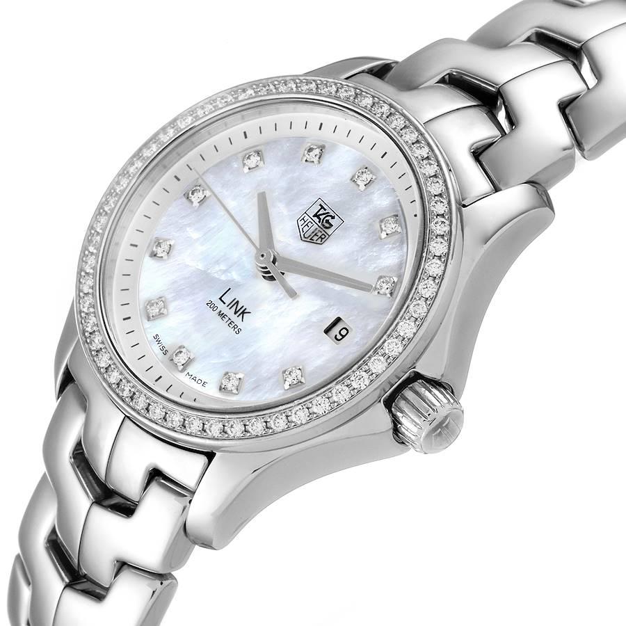 TAG Heuer Link MOP Diamond Dial Bezel Steel Ladies Watch WJF1319 For Sale 1