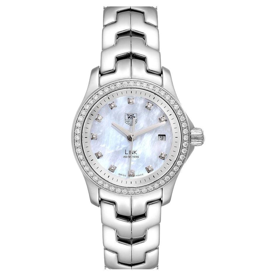 TAG Heuer Link MOP Diamond Dial Bezel Steel Ladies Watch WJF1319 For Sale