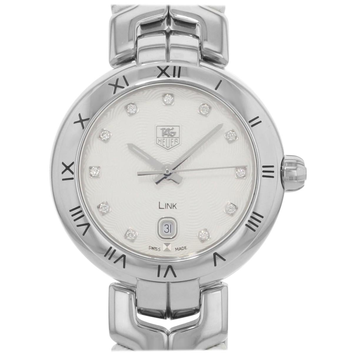 TAG Heuer Link Silver Dial Date Steel Leather Quartz Ladies Watch WAT1411.FC6316