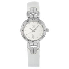 TAG Heuer Link Silver Dial Date Steel White Leather Ladies Watch WAT1411.FC6316