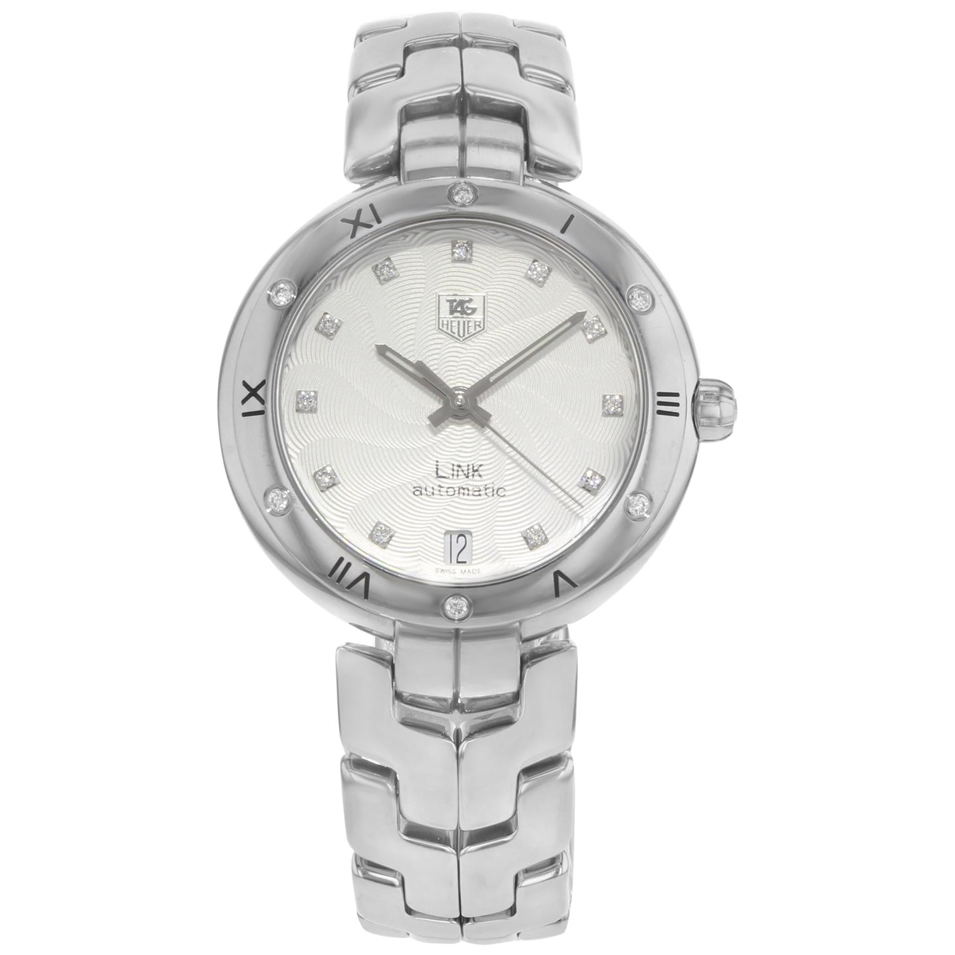 TAG Heuer Link Silver Dial Steel Diamonds Automatic Ladies Watch WAT2312.BA0956 For Sale