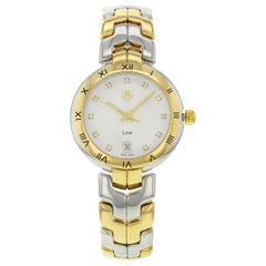 TAG Heuer Montre pour femme à maillons argentés avec cadran en acier, or jaune et quartz WAT1350.BB0957