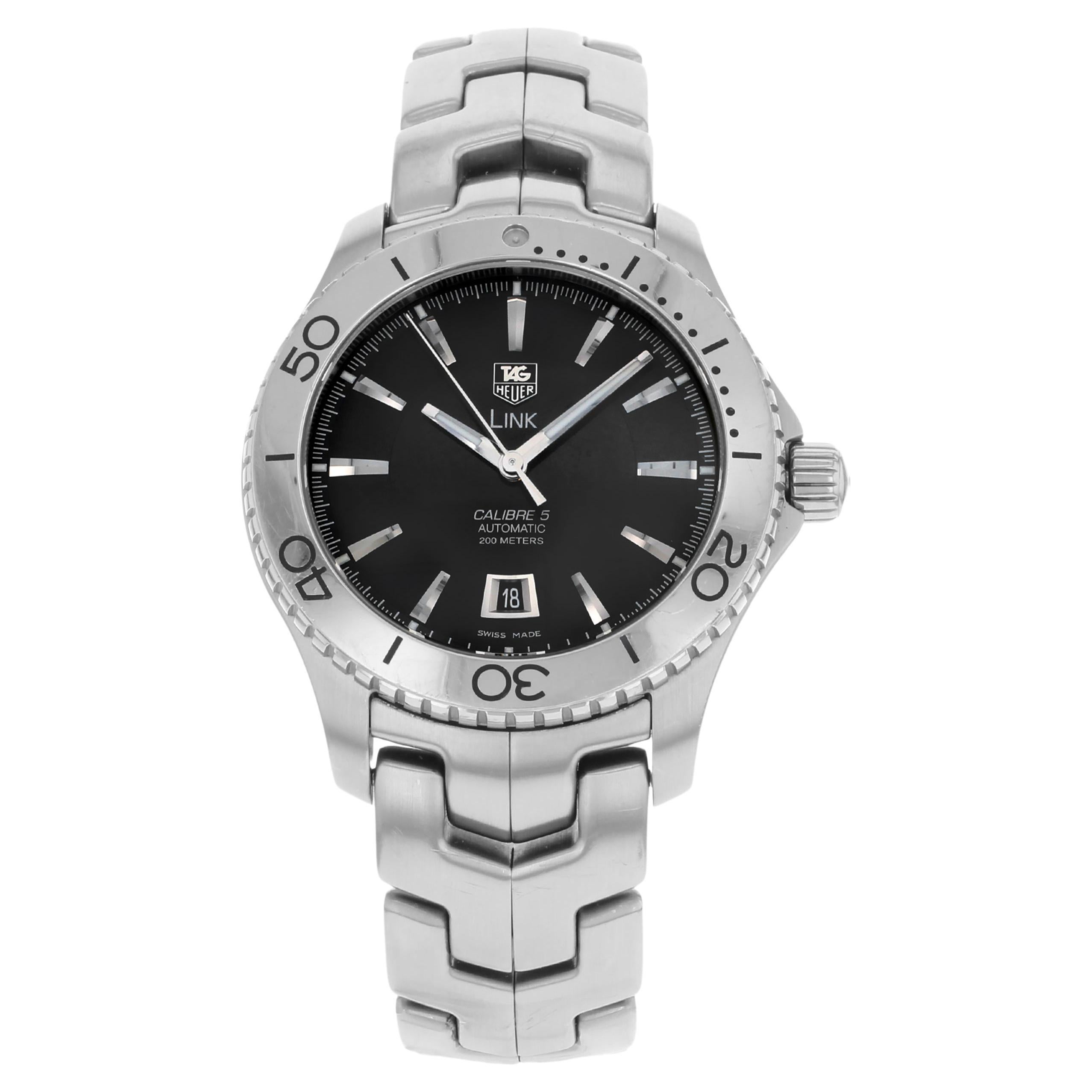 Tag Heuer Link Stainless Steel Black Dial Automatic Mens Watch WJ201A.BA0591