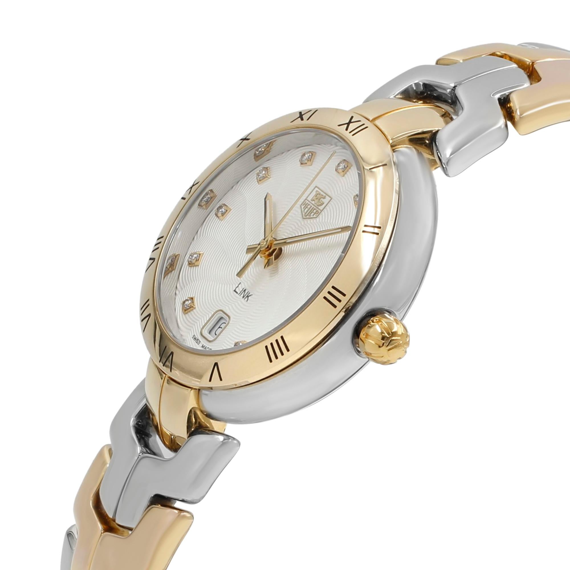 Reloj de cuarzo TAG Heuer Link Steel 18K Gold Diamond Silver Dial WAT1350.BB0957 en Excelente Estado en New York, NY