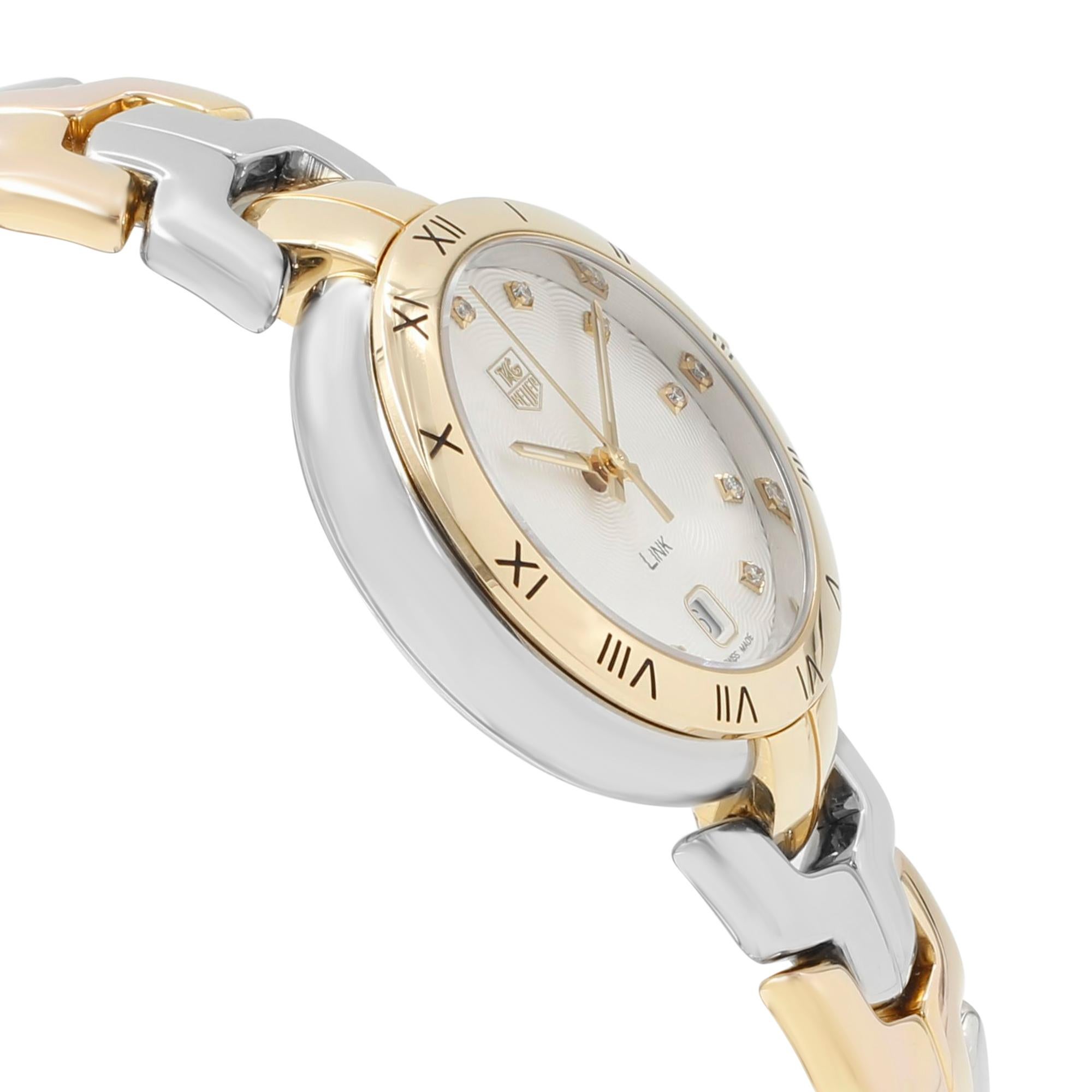 De las mujeres Reloj de cuarzo TAG Heuer Link Steel 18K Gold Diamond Silver Dial WAT1350.BB0957