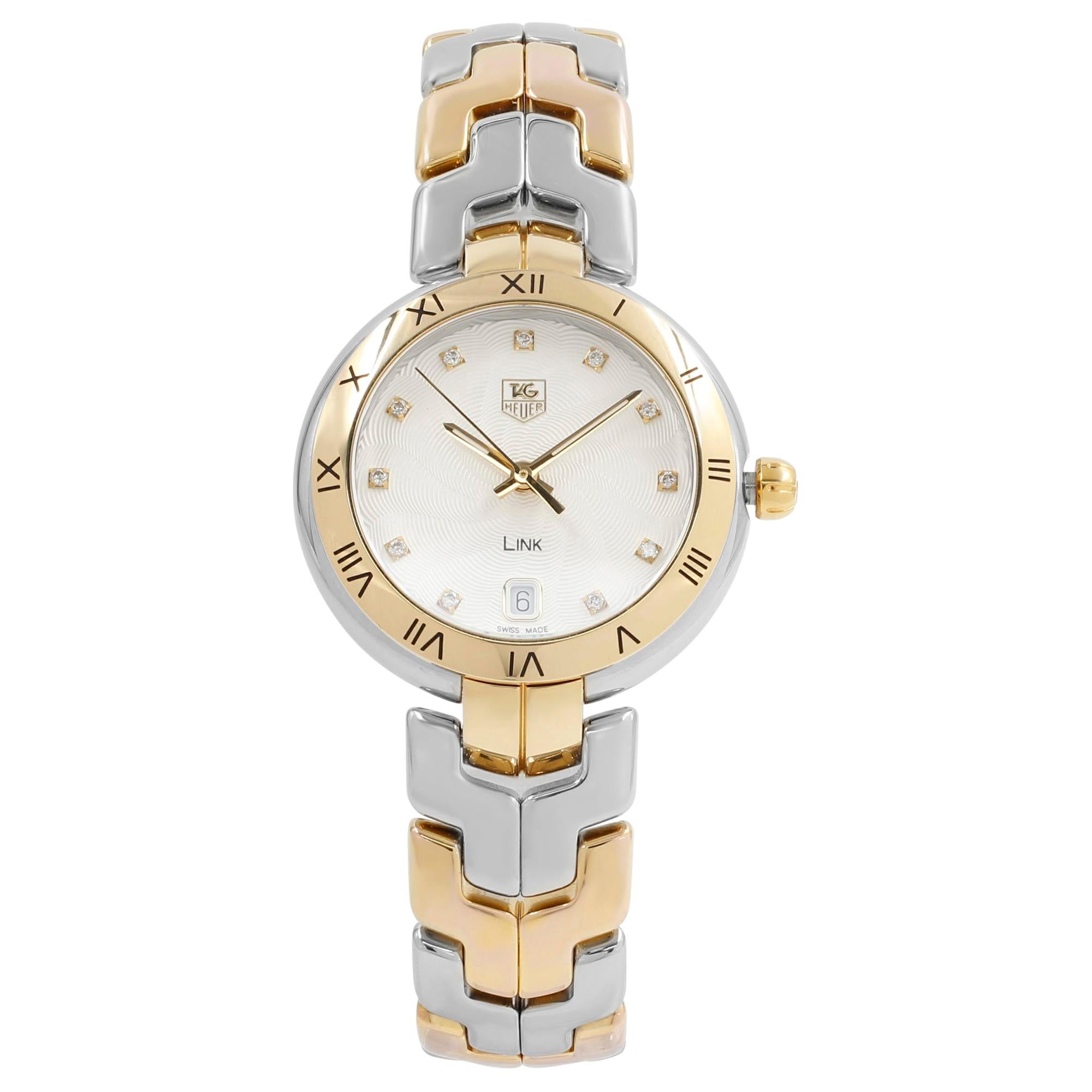 TAG Heuer Link Steel 18K Gold Diamond Silver Dial Quartz Watch WAT1350.BB0957 For Sale