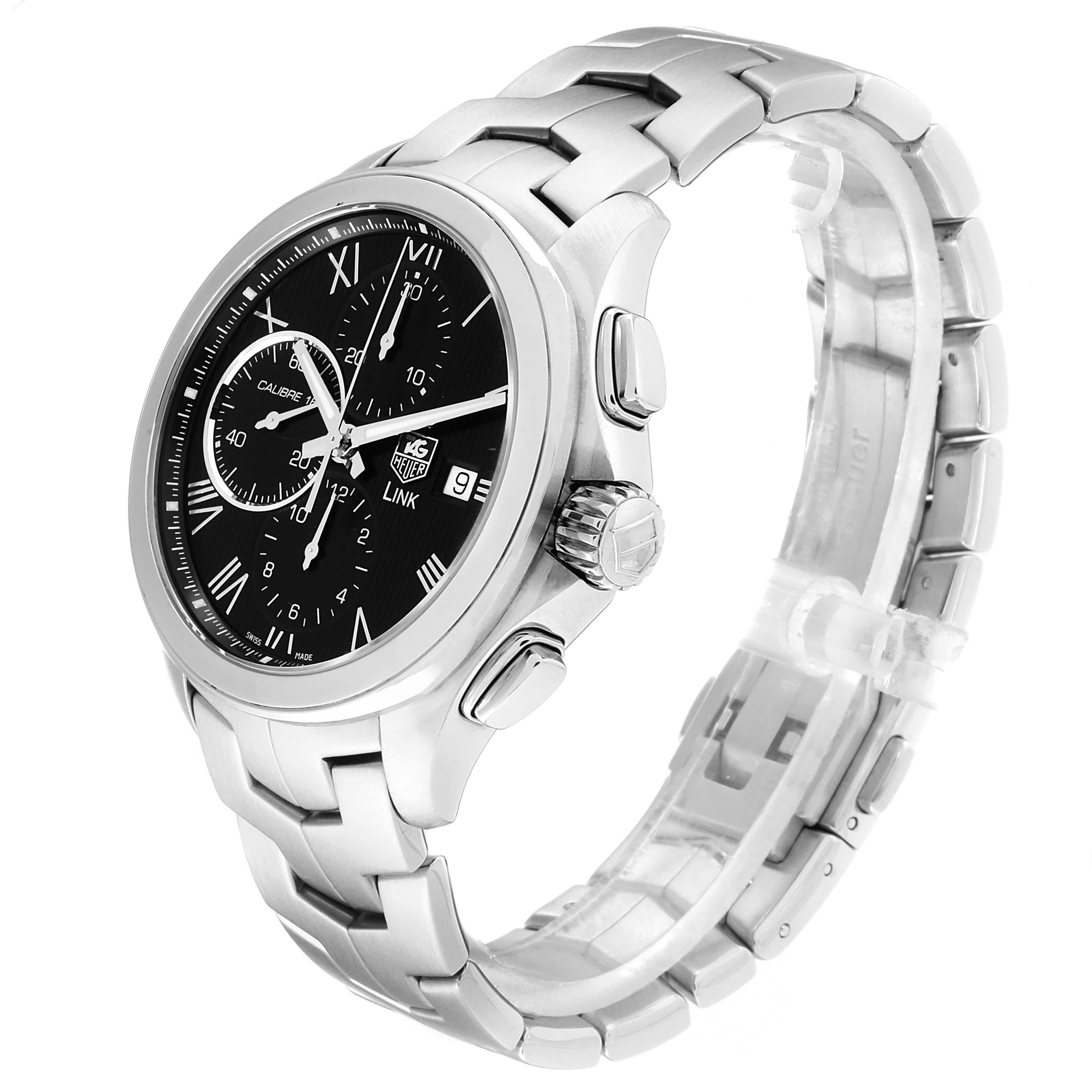 TAG Heuer Link Steel Black Dial Chronograph Men's Watch CAT2012 Box Card For Sale 1