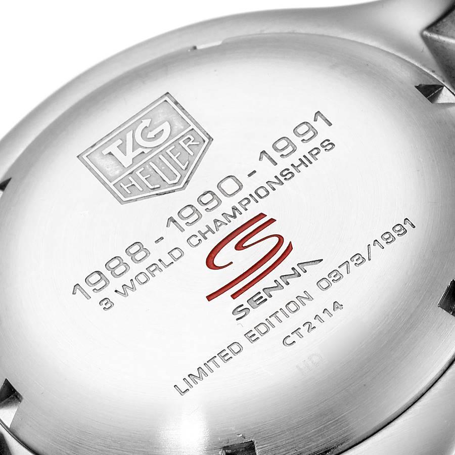 TAG Heuer Gliederstahl Schwarzes Zifferblatt Chronograph Herrenuhr CT2114 Kartene im Angebot 2