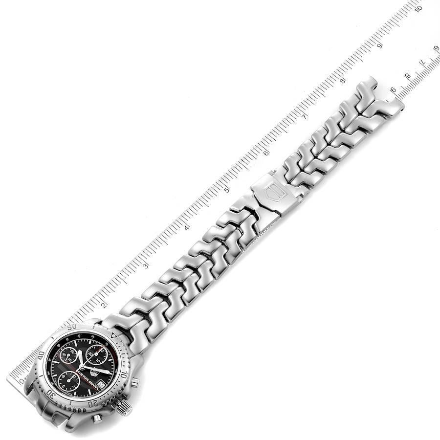 TAG Heuer Gliederstahl Schwarzes Zifferblatt Chronograph Herrenuhr CT2114 Kartene im Angebot 4