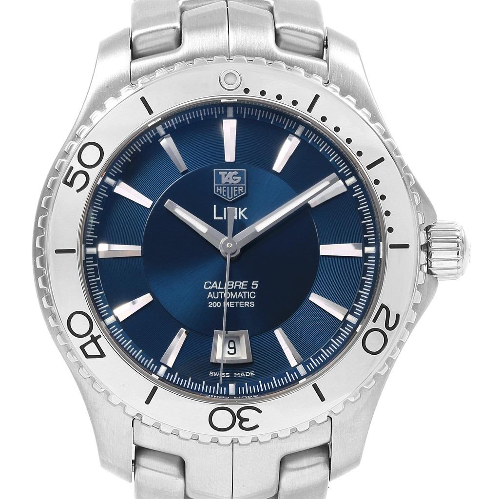 TAG Heuer Link Steel Blue Dial Automatic Men’s Watch WJ201C Box Card For Sale 1