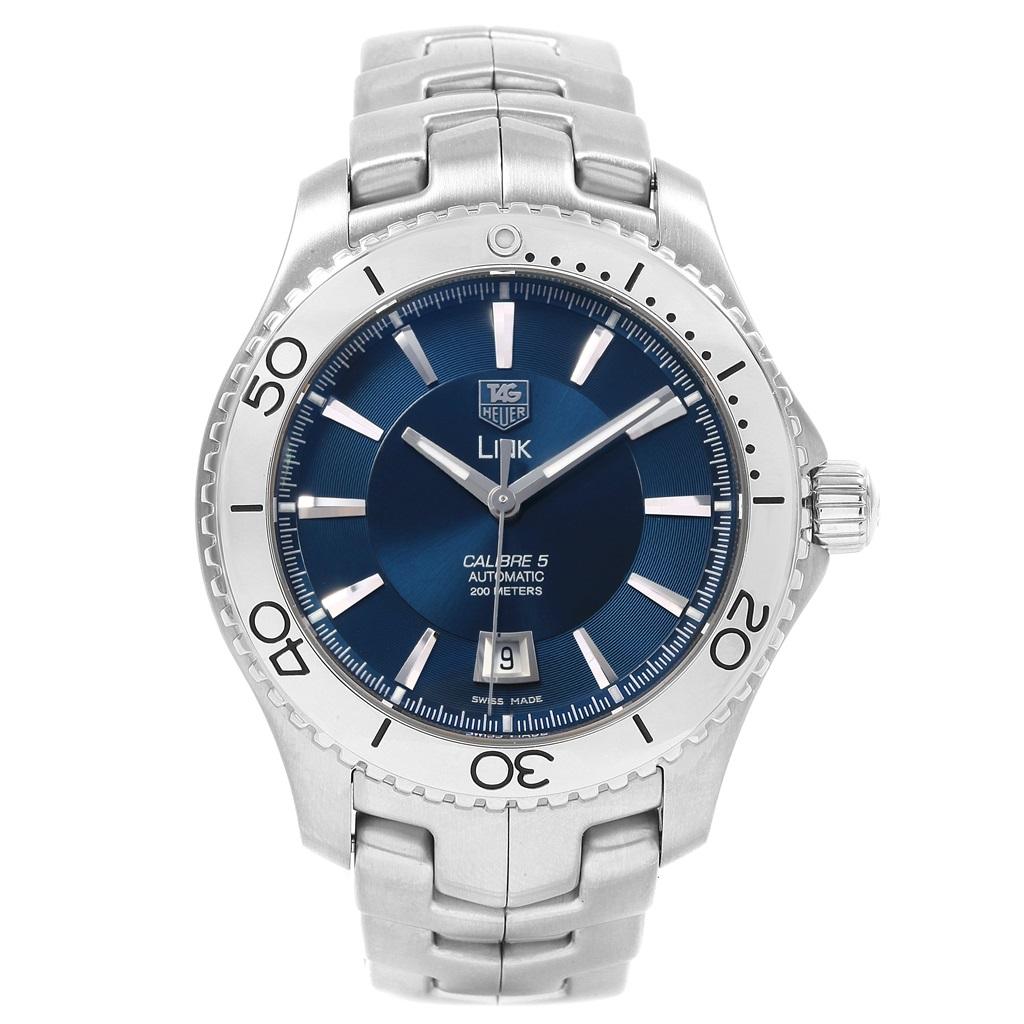 TAG Heuer Link Steel Blue Dial Automatic Men’s Watch WJ201C Box Card For Sale 3