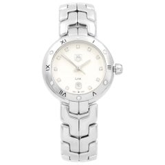 Used TAG Heuer Link Steel Diamond Silver Guilloche Quartz Ladies Watch WAT1413.BA0954