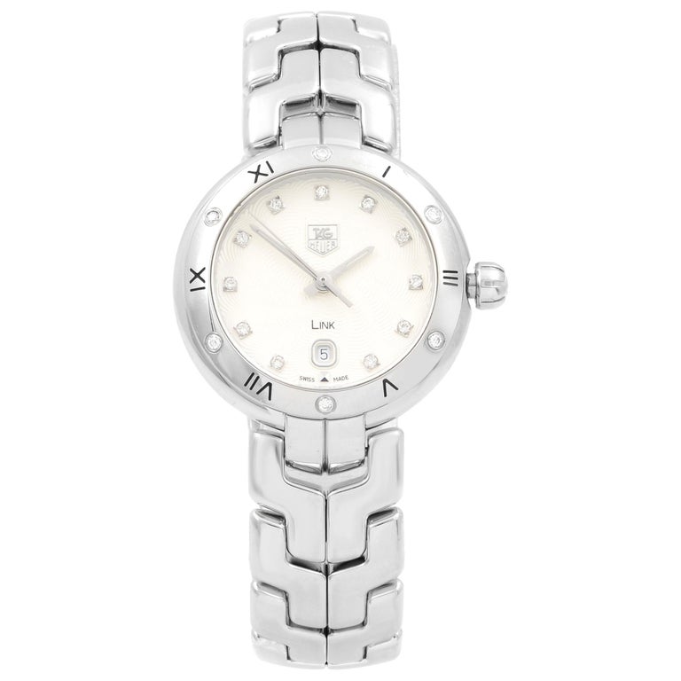TAG Heuer Link Steel Diamond Silver Guilloche Quartz Ladies Watch