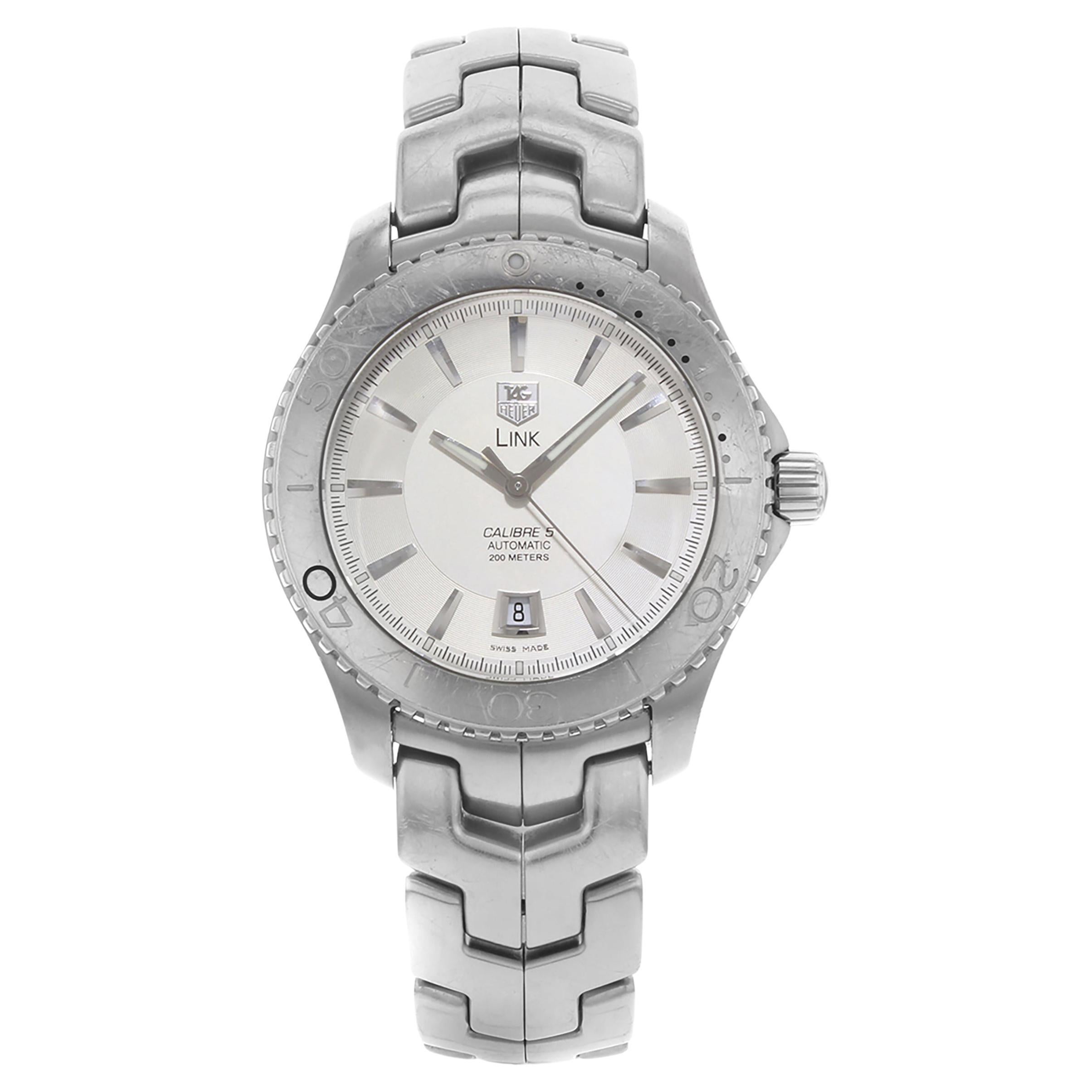 TAG Heuer Link Stainless Steel Silver Dial Automatic Men’s Watch WJ201B.BA0591 For Sale at 1stDibs
