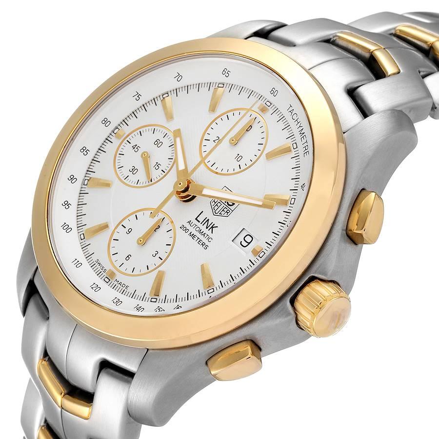 TAG Heuer Link Stahl Gelbgold Chronograph Herrenuhr CJF2150 Box Card im Angebot 2