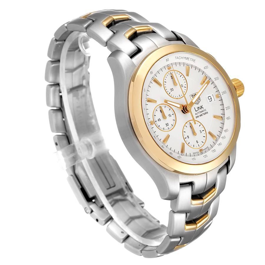 TAG Heuer Link Steel Yellow Gold Chronograph Mens Watch CJF2150 Card In Excellent Condition For Sale In Atlanta, GA