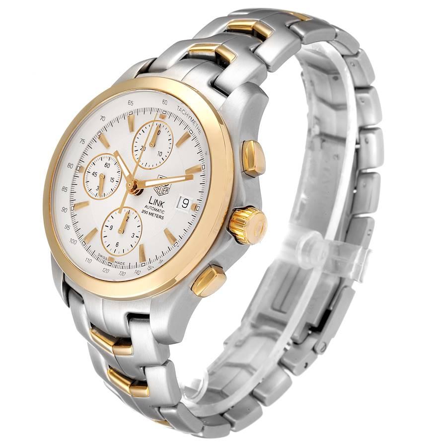Men's TAG Heuer Link Steel Yellow Gold Chronograph Mens Watch CJF2150 Card For Sale