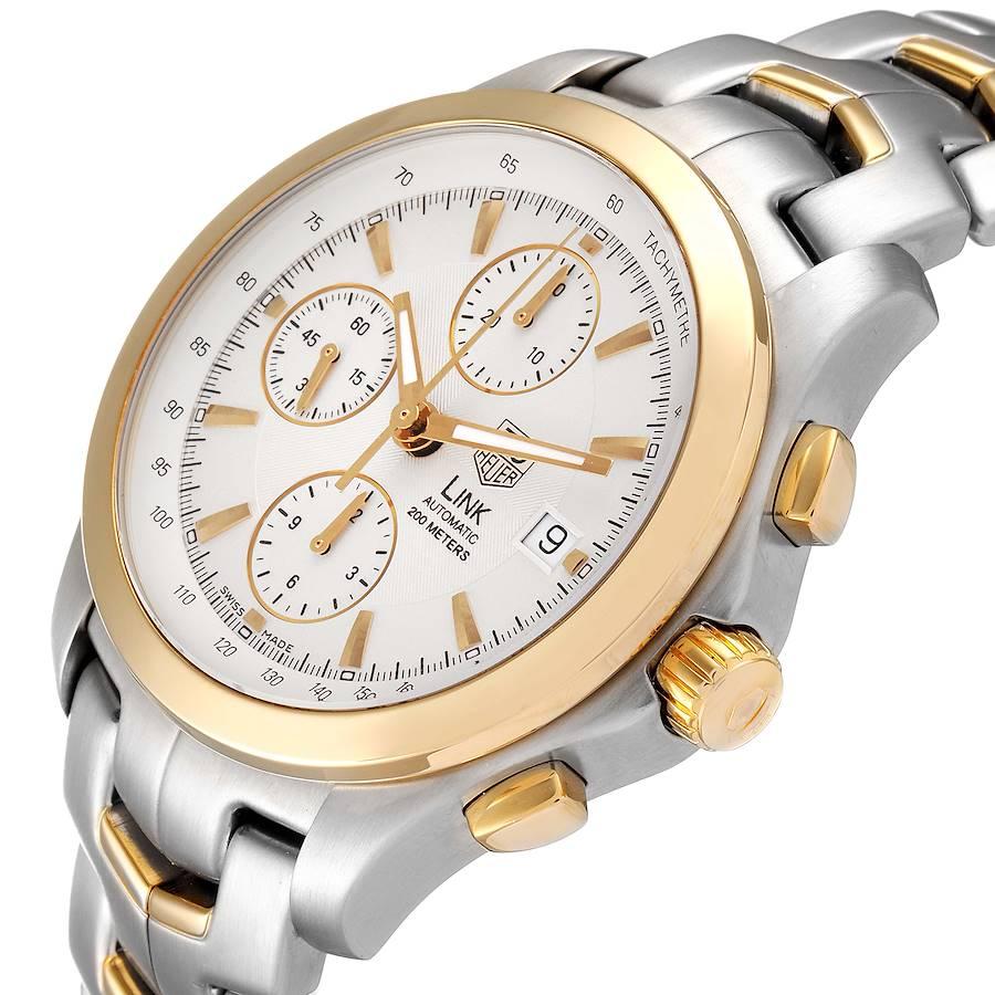 TAG Heuer Link Steel Yellow Gold Chronograph Mens Watch CJF2150 Card For Sale 1